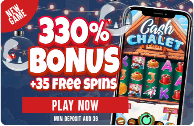 Promotional banner showing 330% bonus and 35 free spins offer